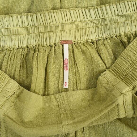 Free People Gianna Ruched Gaucho Pull-On Pants Cropped Low Rise Cotton M 284721 - Picture 8 of 8